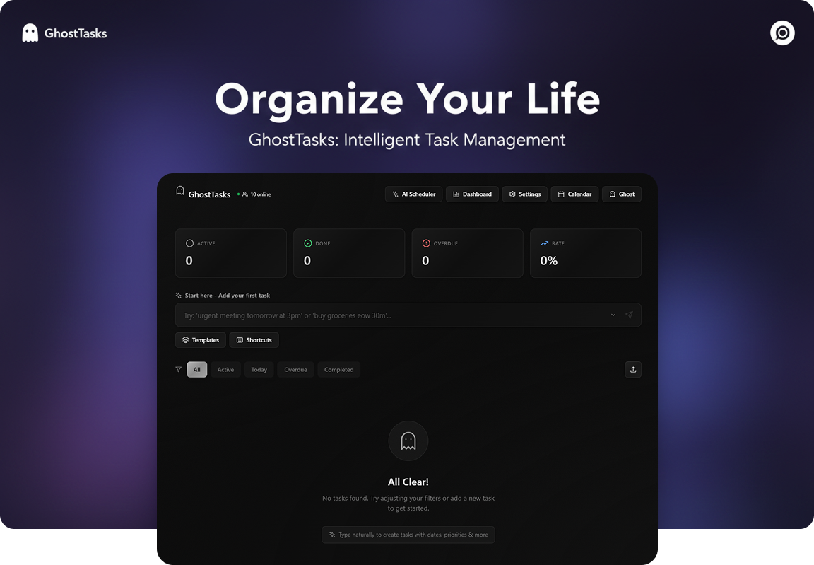 GhostTasks Interface Design